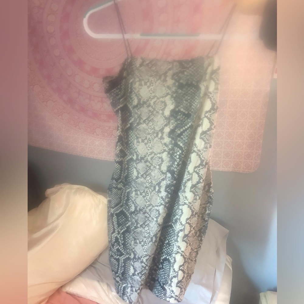 snake skin pattern mini dress